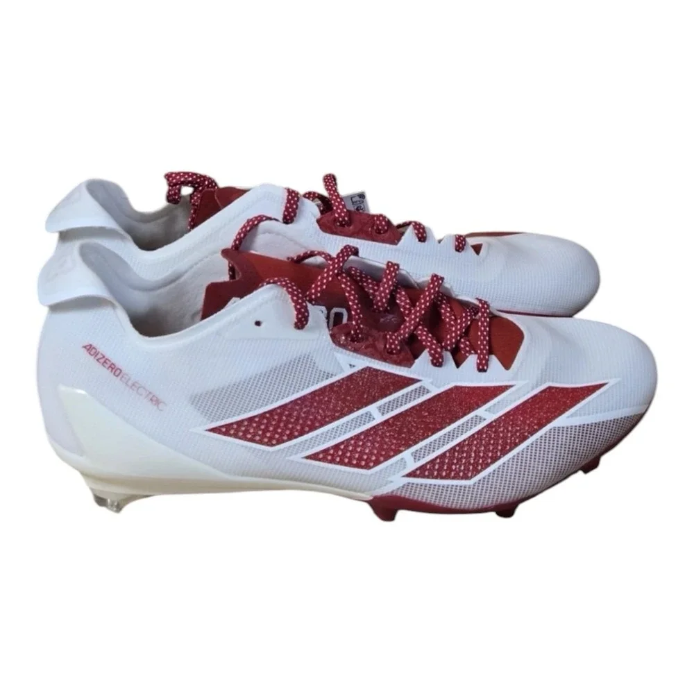 Adizero Electric+ II Men Size 11 Football Cleats White Red IE6288 Speed TPU Heel